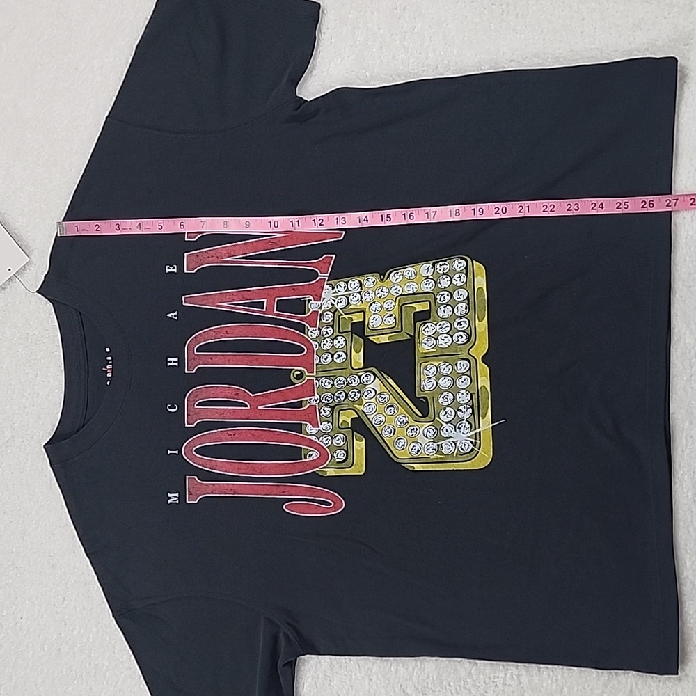 Nike Air Jordan Heritage Logo Short Sleeve Loose Fit Black Tee Shirt Brand New - Picture 9 of 13